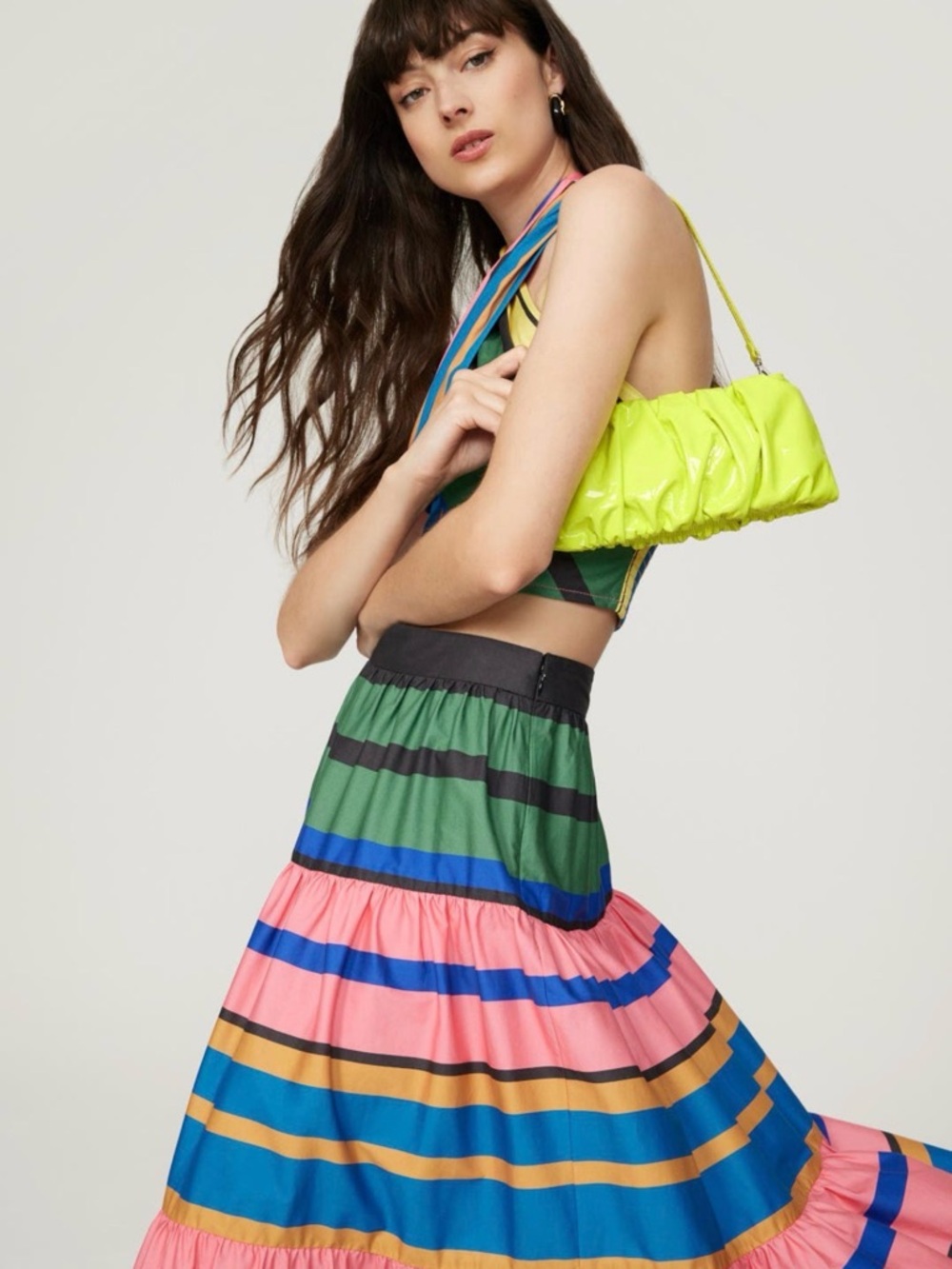 STAUD Neon Yellow Shoulder Bag or Clutch